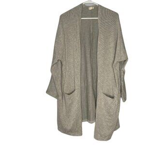 Donni Ribbed Sandwash Gray Open Front Sweater